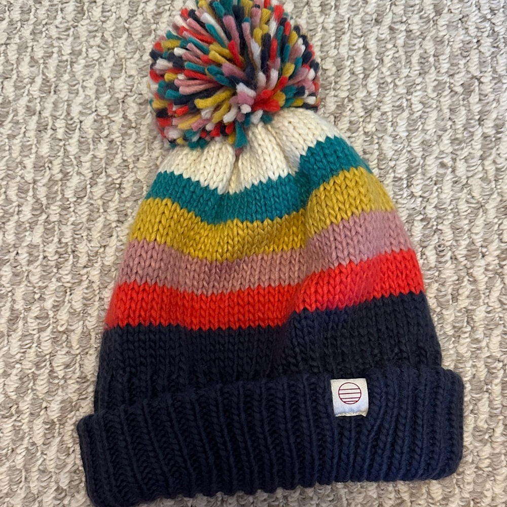Colorful Striped adult Pom-Pom Beanie - Marine Layer